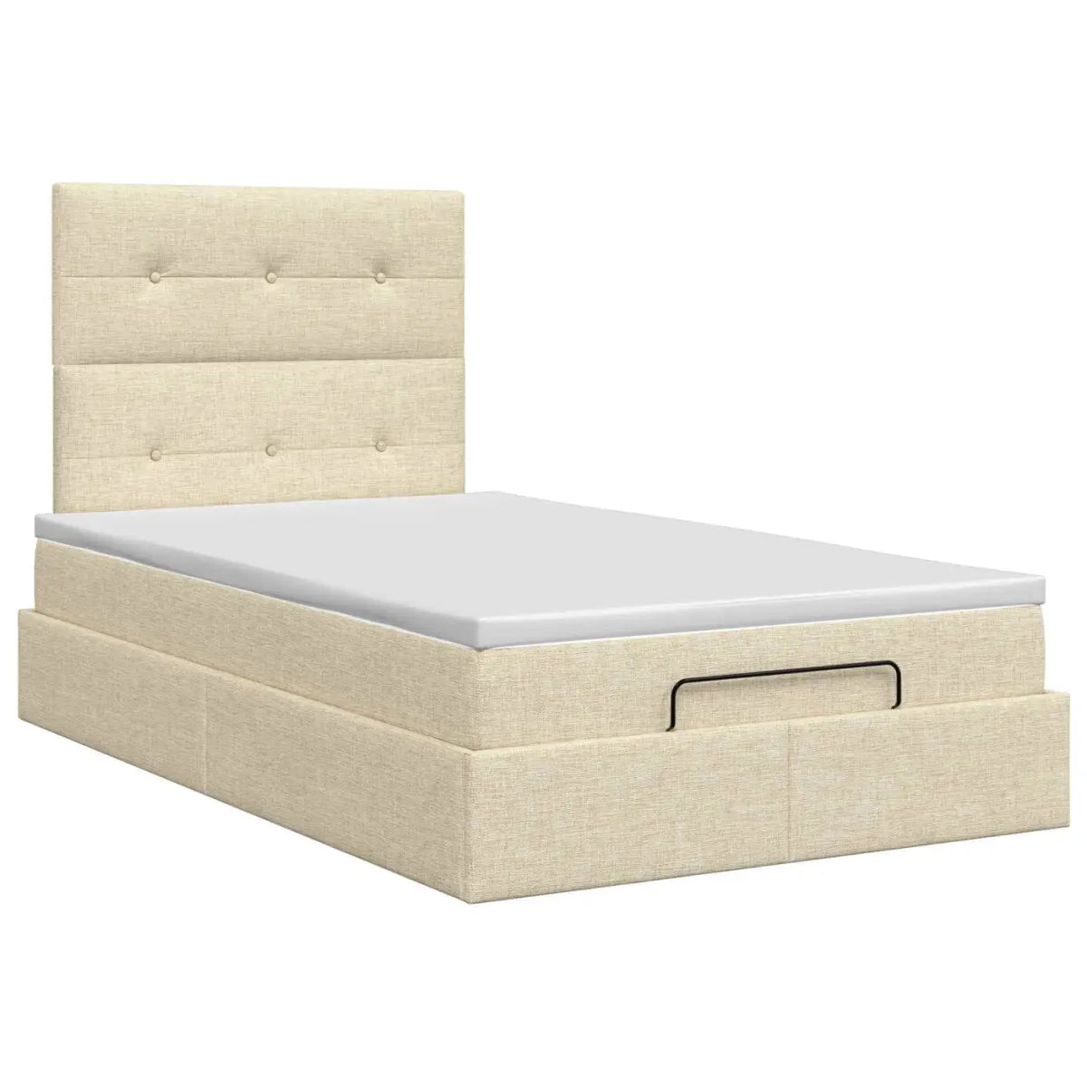 Lit ottoman avec matelas Crème 120 x 190 cm Tissu - XIOS