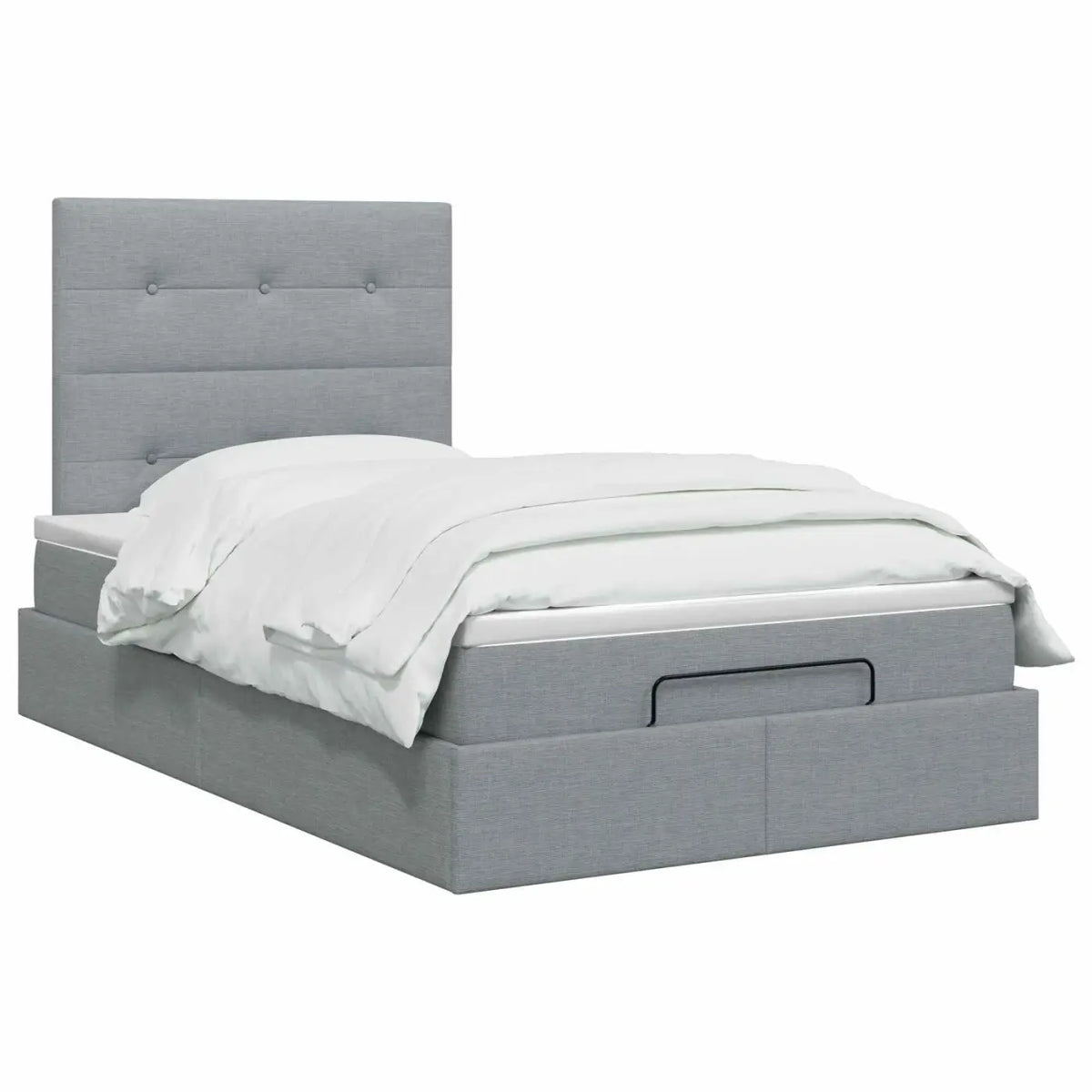 Lit ottoman avec matelas Gris clair 120 x 200 cm Tissu - XIOS