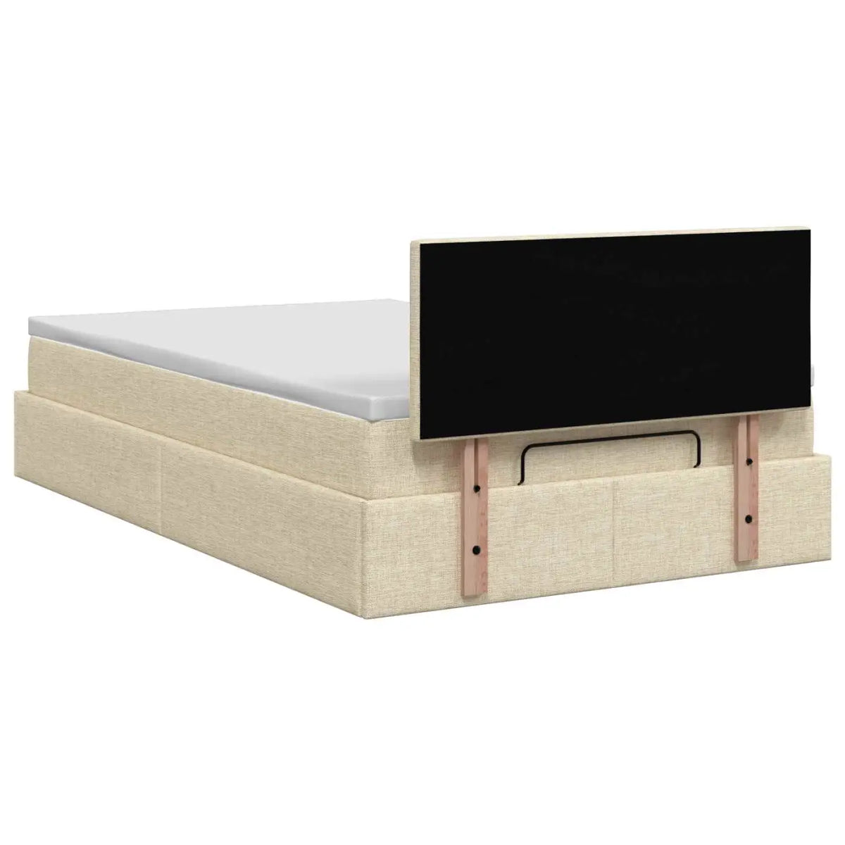 Lit ottoman avec matelas Crème 120 x 200 cm Tissu - XIOS