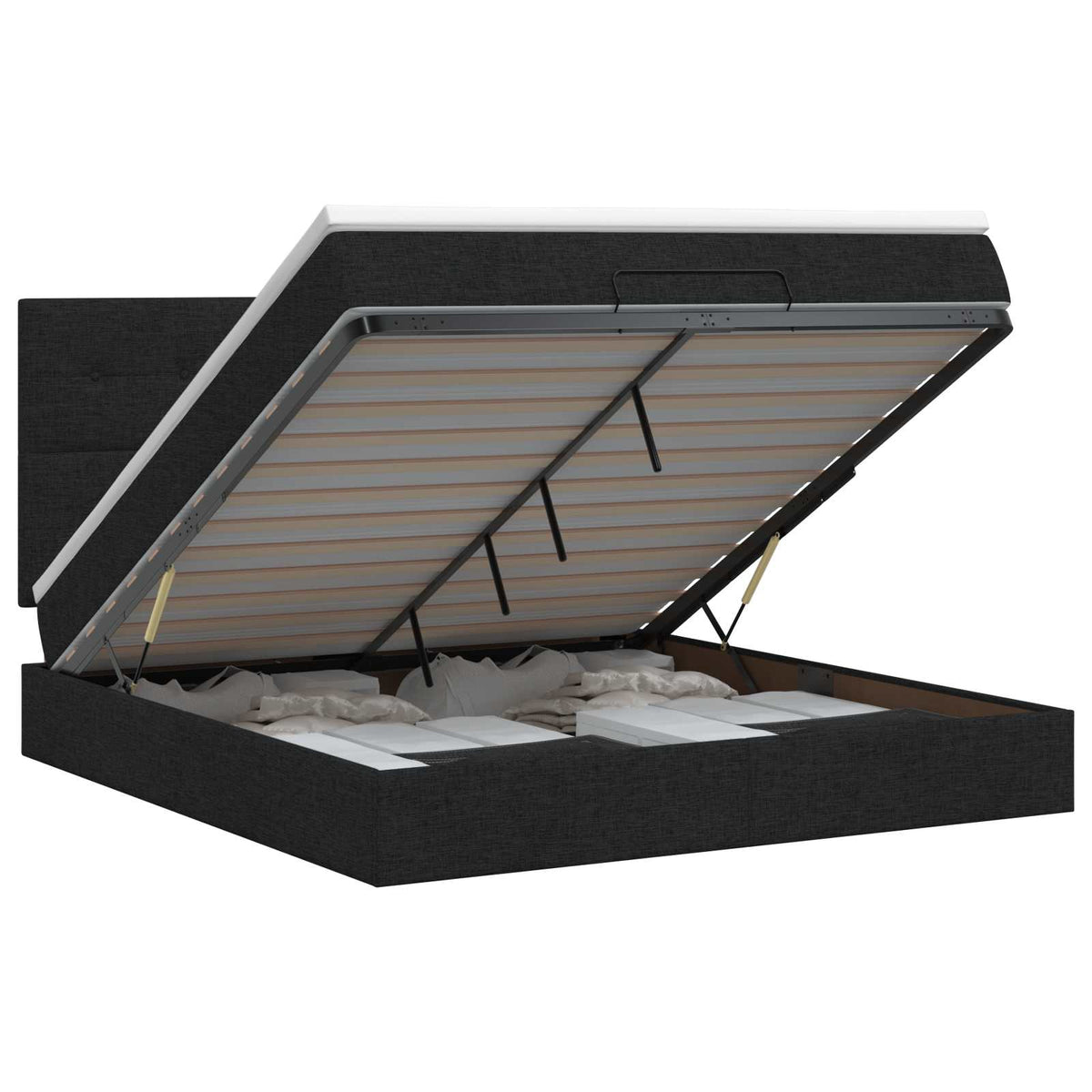 Lit ottoman avec matelas Noir 140 x 200 cm Tissu