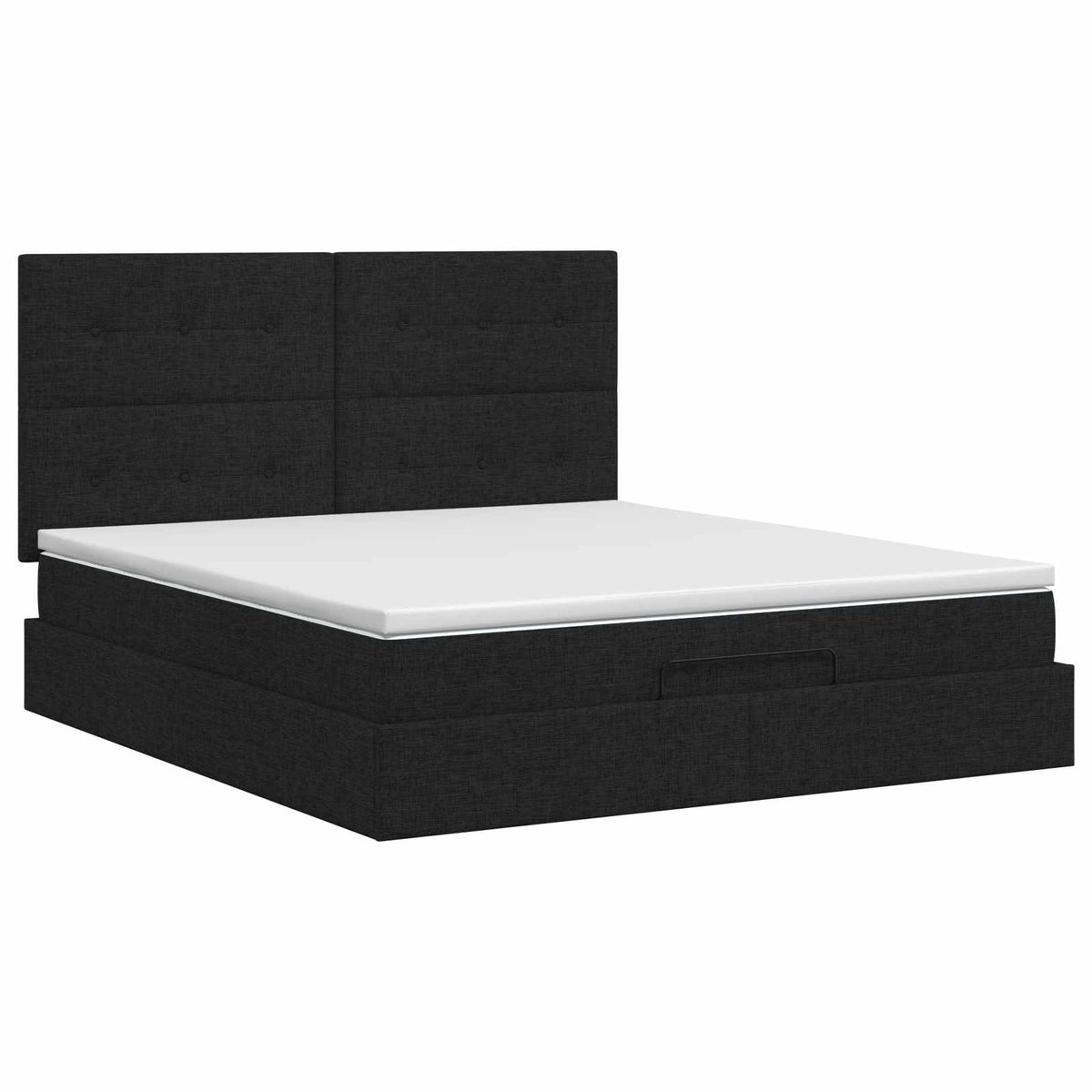 Lit ottoman avec matelas Noir 140 x 200 cm Tissu