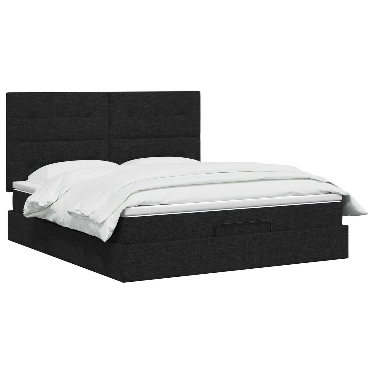 Lit ottoman avec matelas Noir 140 x 200 cm Tissu