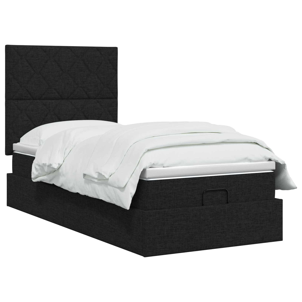 Lit ottoman avec matelas Noir 80 x 200 cm Tissu