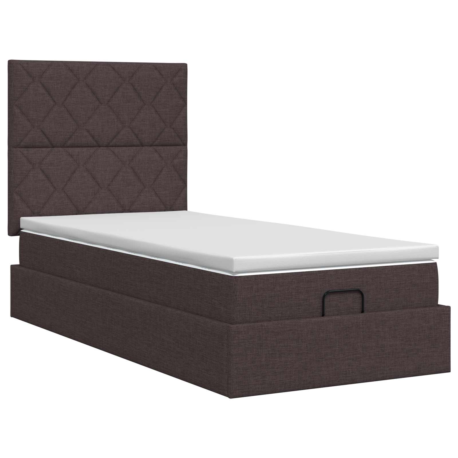 Lit ottoman avec matelas Marron foncé 80 x 200 cm Tissu