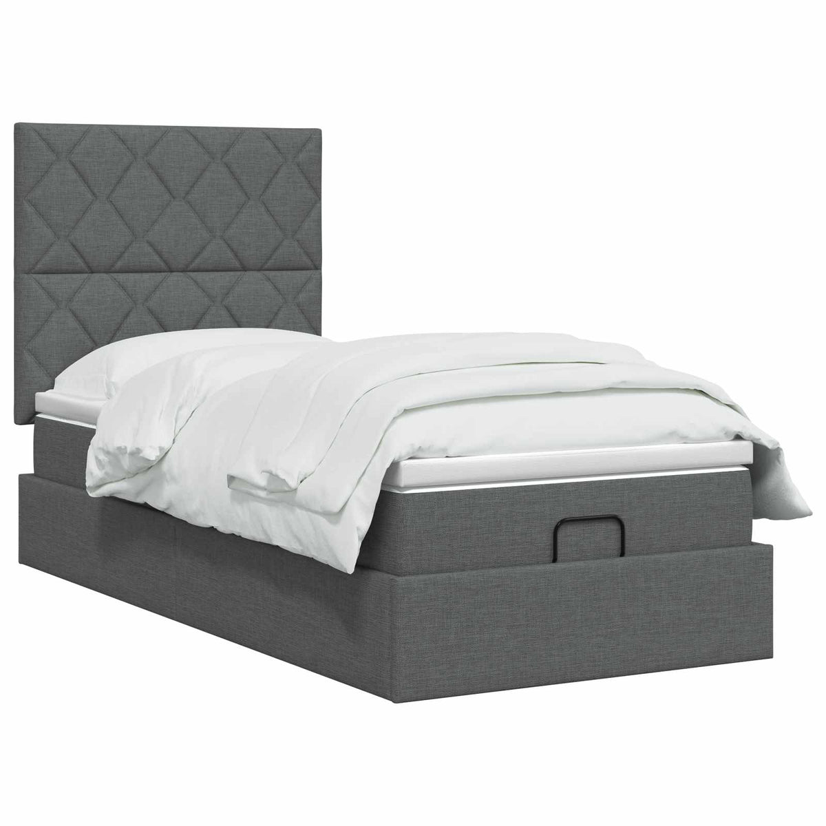 Lit ottoman avec matelas Gris foncé 90 x 190 cm Tissu