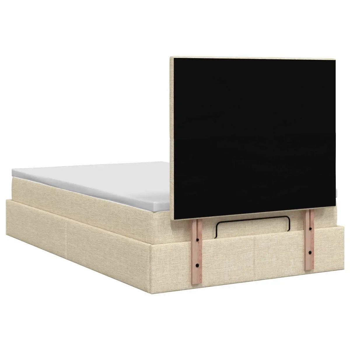 Lit ottoman avec matelas Crème 120 x 190 cm Tissu - XIOS
