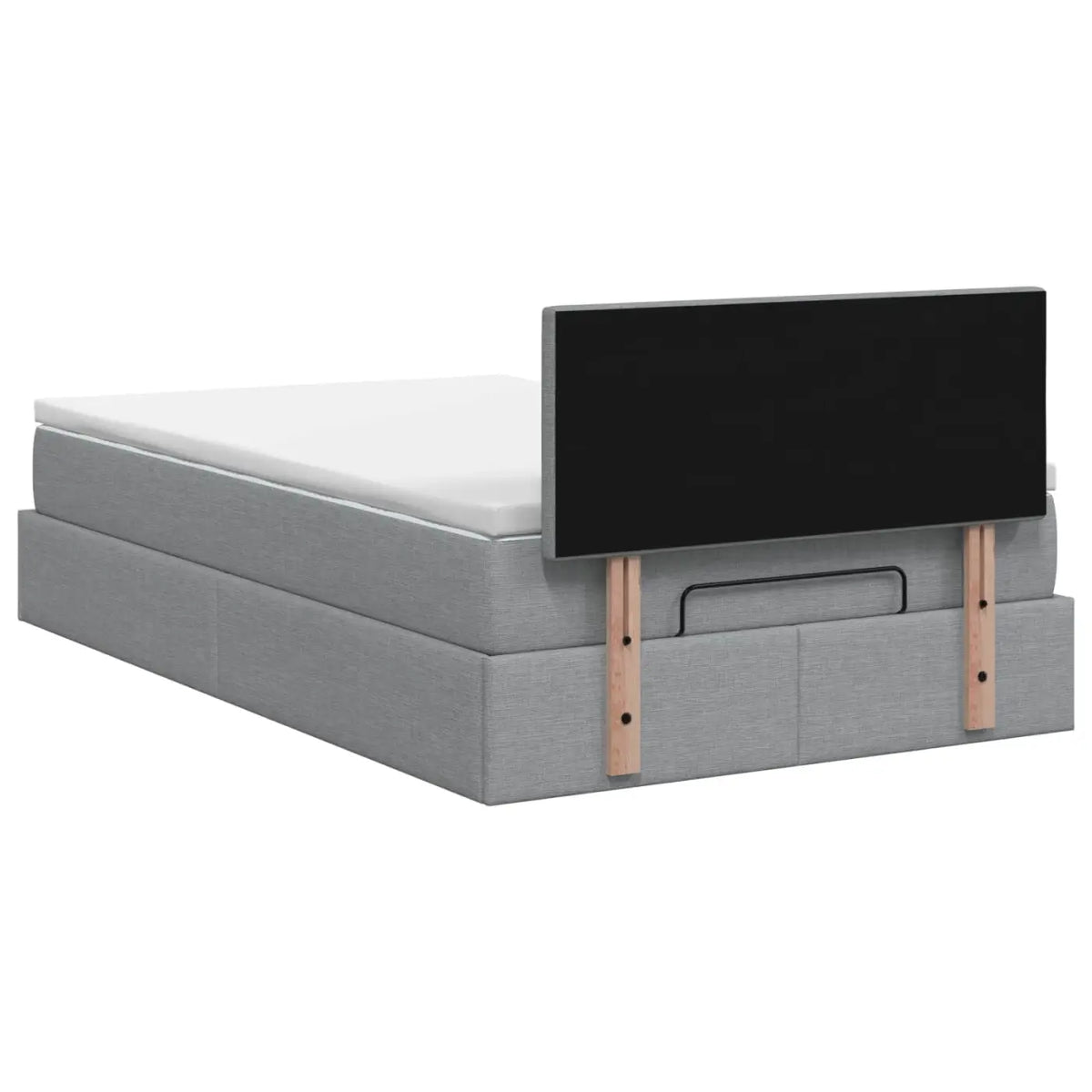 Lit ottoman avec matelas Gris clair 120 x 200 cm Tissu - XIOS