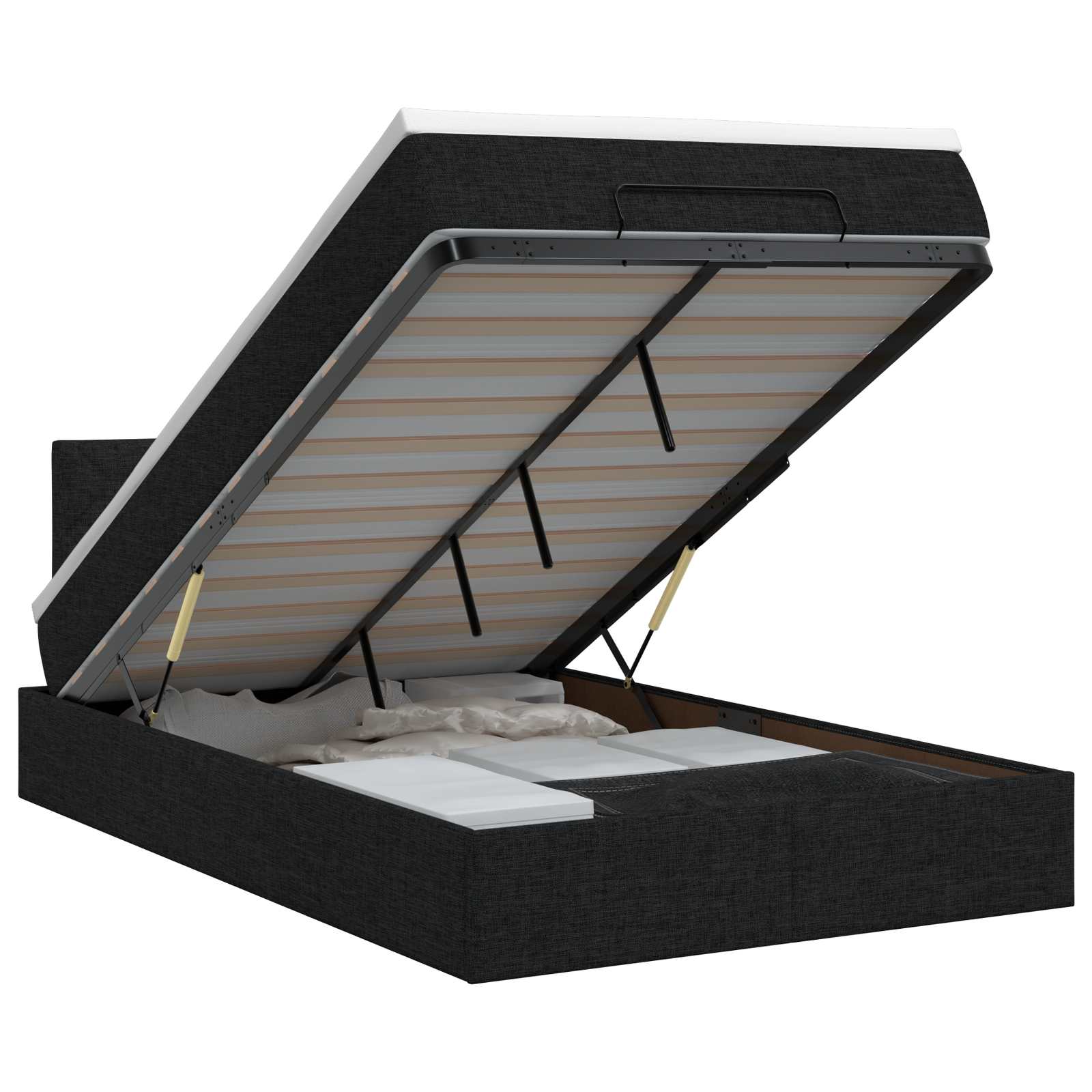 Lit ottoman avec matelas Noir 120 x 200 cm Tissu - XIOS