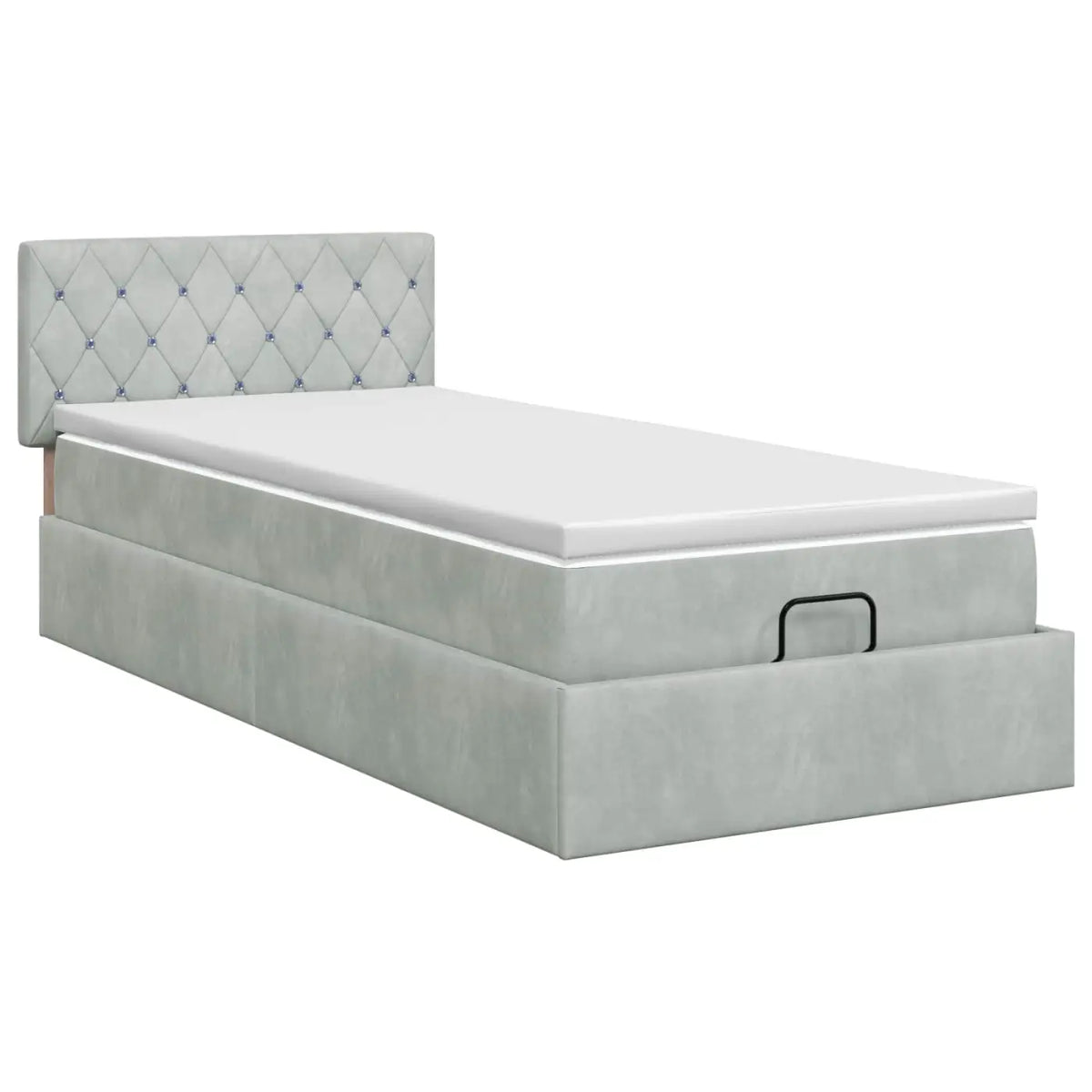 Lit ottoman avec matelas Gris clair 80 x 200 cm Velours - XIOS