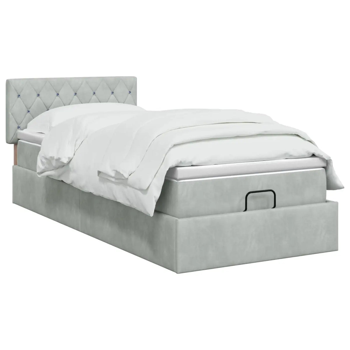 Lit ottoman avec matelas Gris clair 80 x 200 cm Velours - XIOS