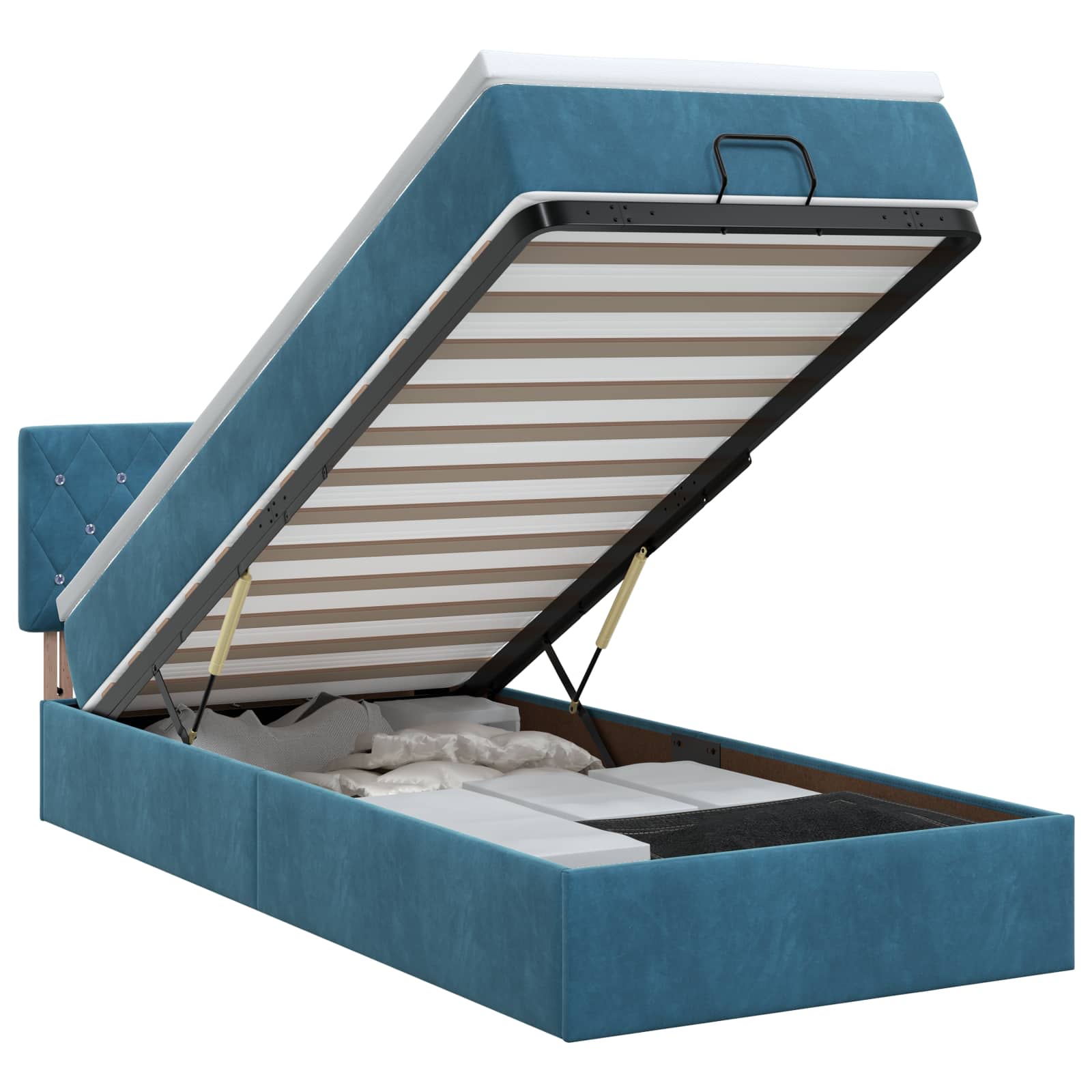 Lit ottoman avec matelas Bleu foncé 80 x 200 cm Velours