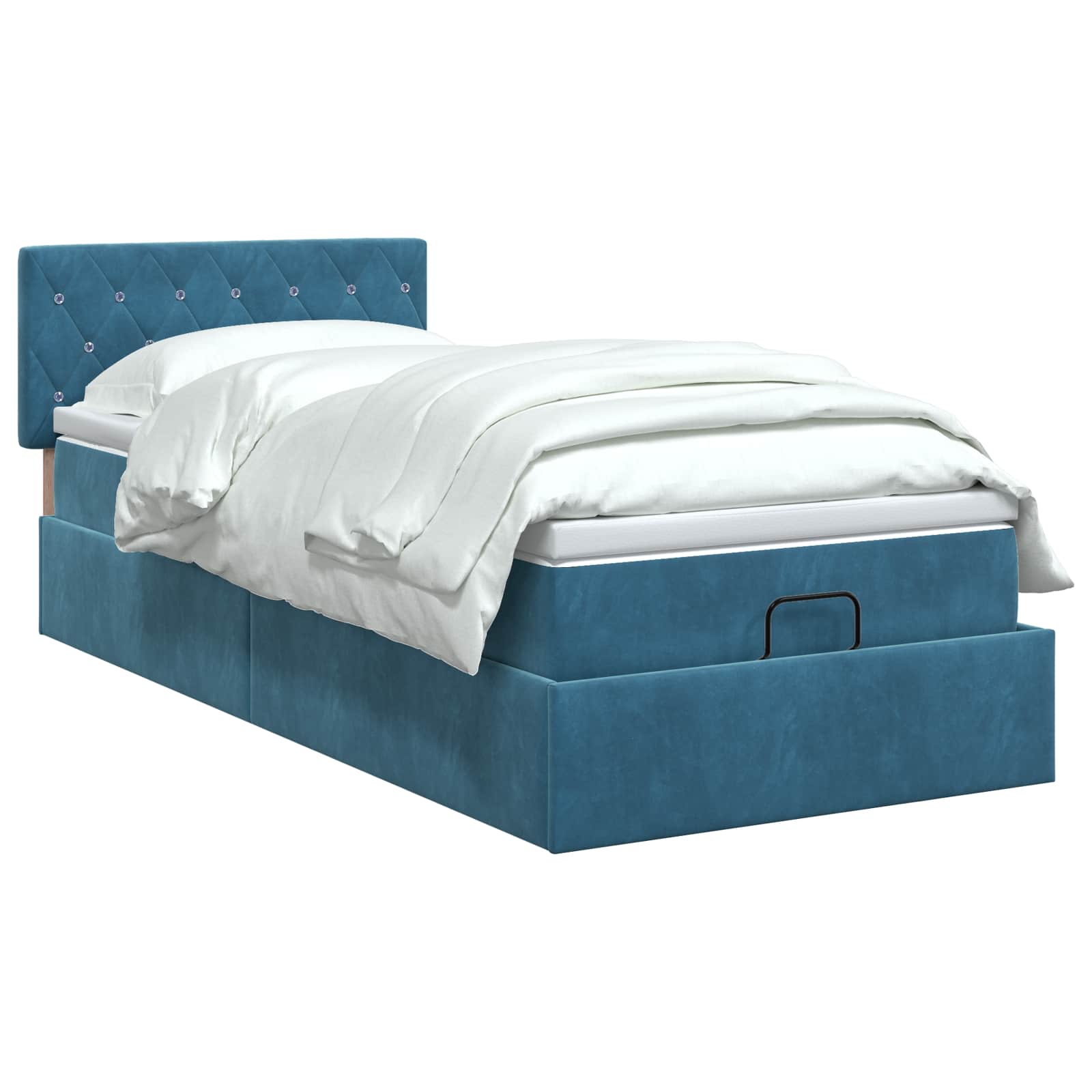 Lit ottoman avec matelas Bleu foncé 80 x 200 cm Velours