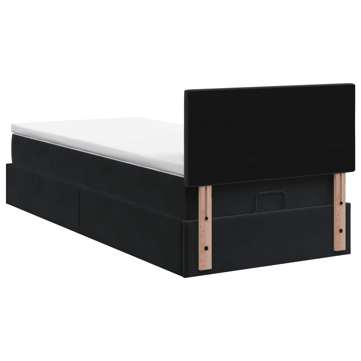 Lit ottoman avec matelas Noir 90 x 200 cm Velours