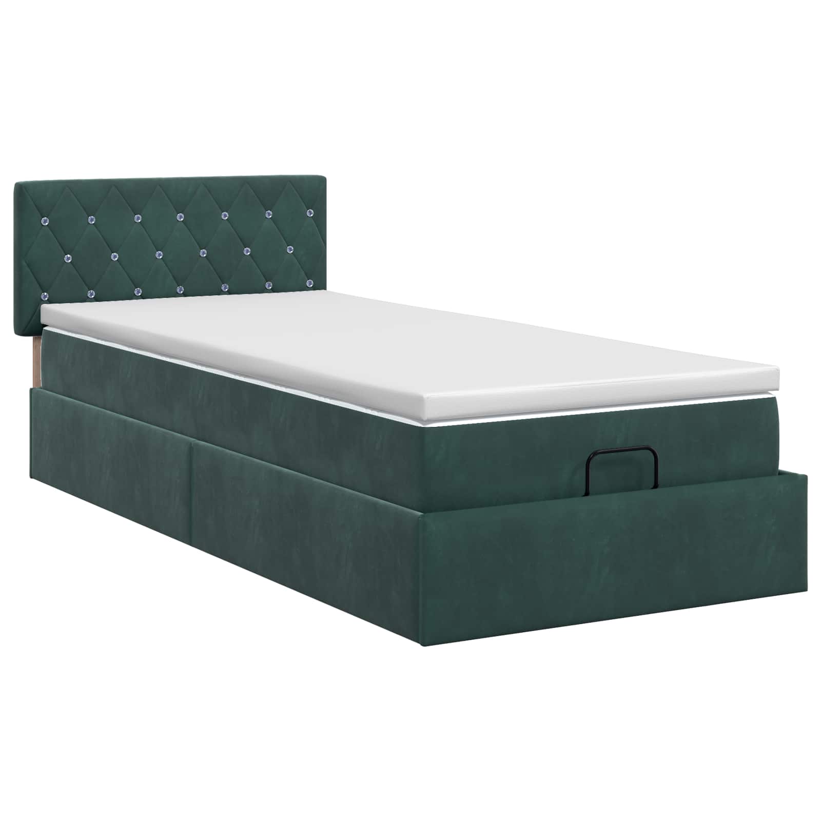 Lit ottoman avec matelas Vert foncé 100 x 200 cm Velours