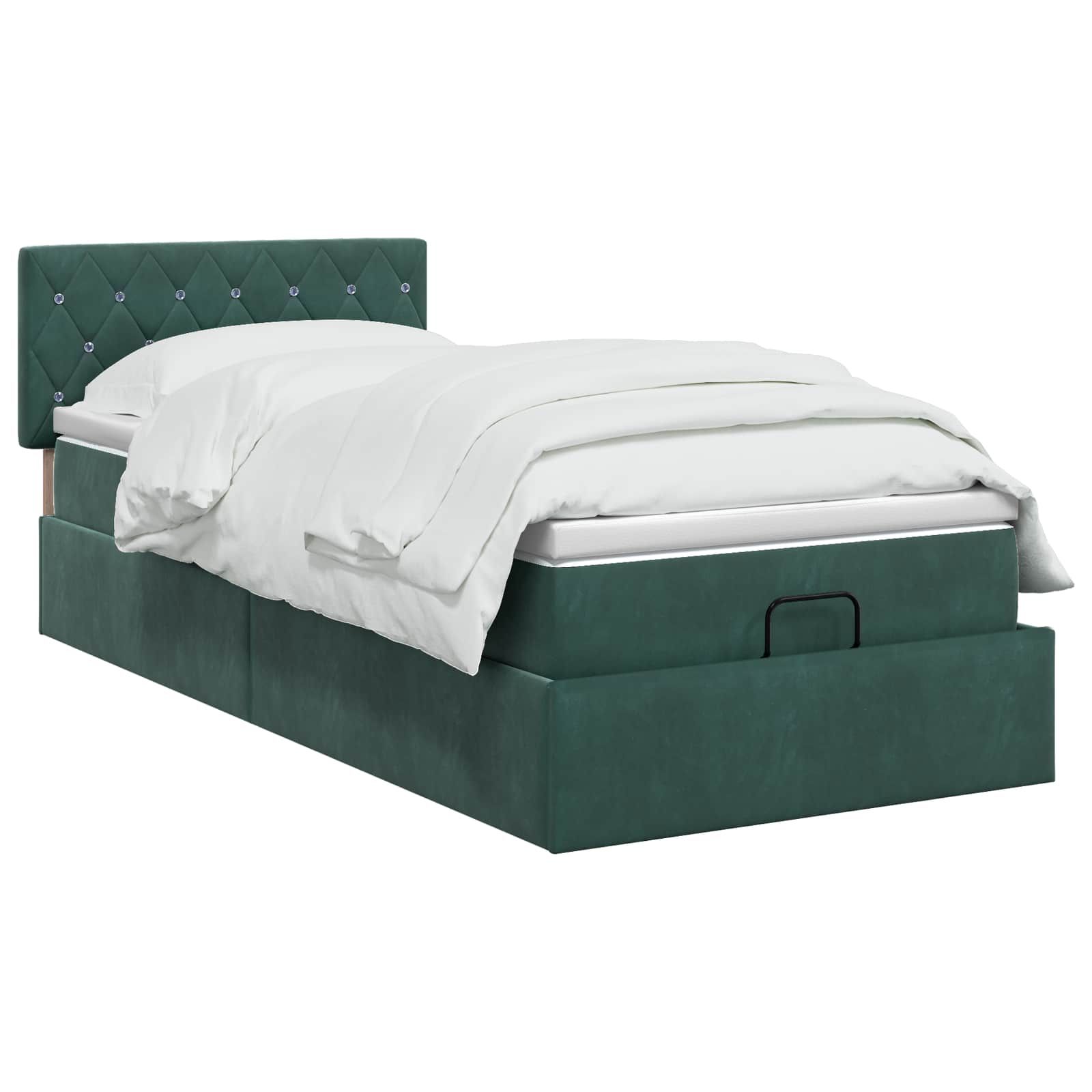 Lit ottoman avec matelas Vert foncé 100 x 200 cm Velours