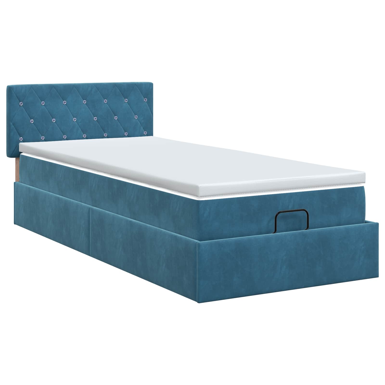 Lit ottoman avec matelas Bleu foncé 100 x 200 cm Velours