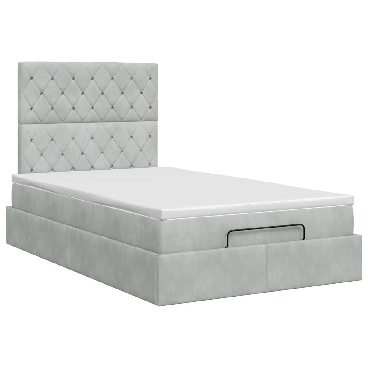 Lit ottoman avec matelas Gris clair 120 x 190 cm Velours - XIOS