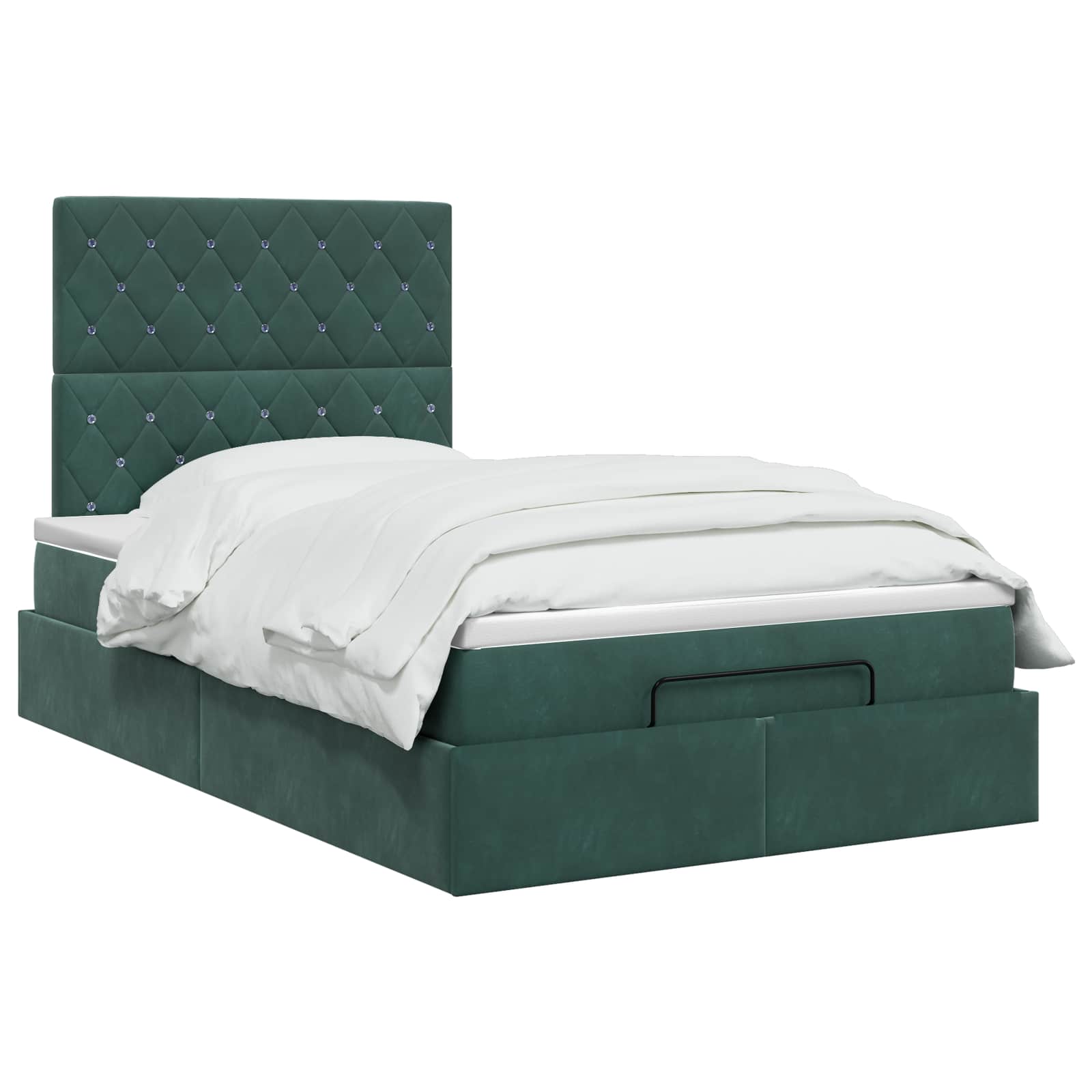 Lit ottoman avec matelas Vert foncé 120 x 190 cm Velours