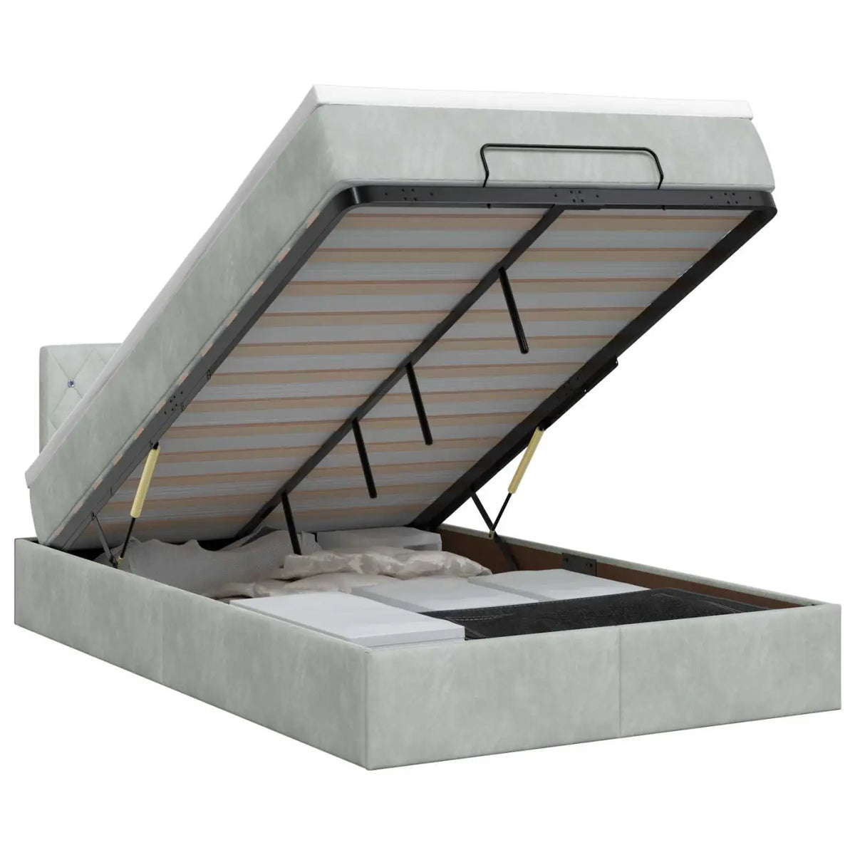 Lit ottoman avec matelas Gris clair 120 x 200 cm Velours - XIOS