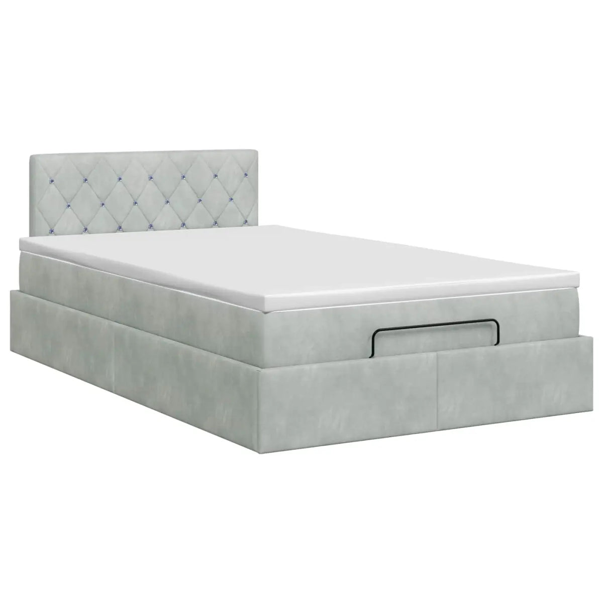 Lit ottoman avec matelas Gris clair 120 x 200 cm Velours - XIOS