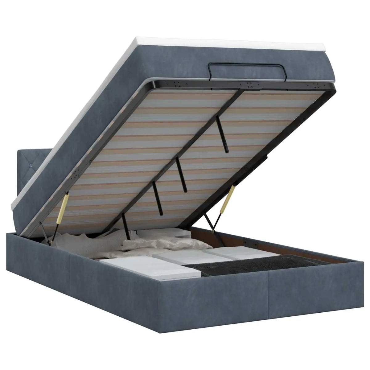 Lit ottoman avec matelas Gris foncé 120 x 200 cm Velours - XIOS