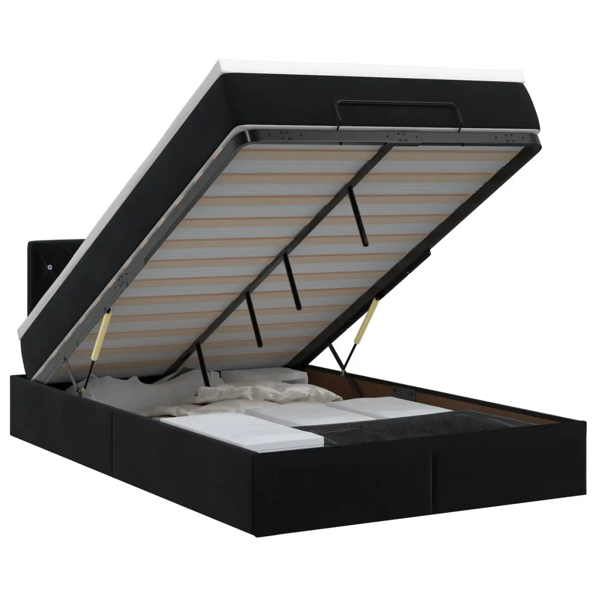 Lit ottoman avec matelas Noir 120 x 200 cm Velours - XIOS