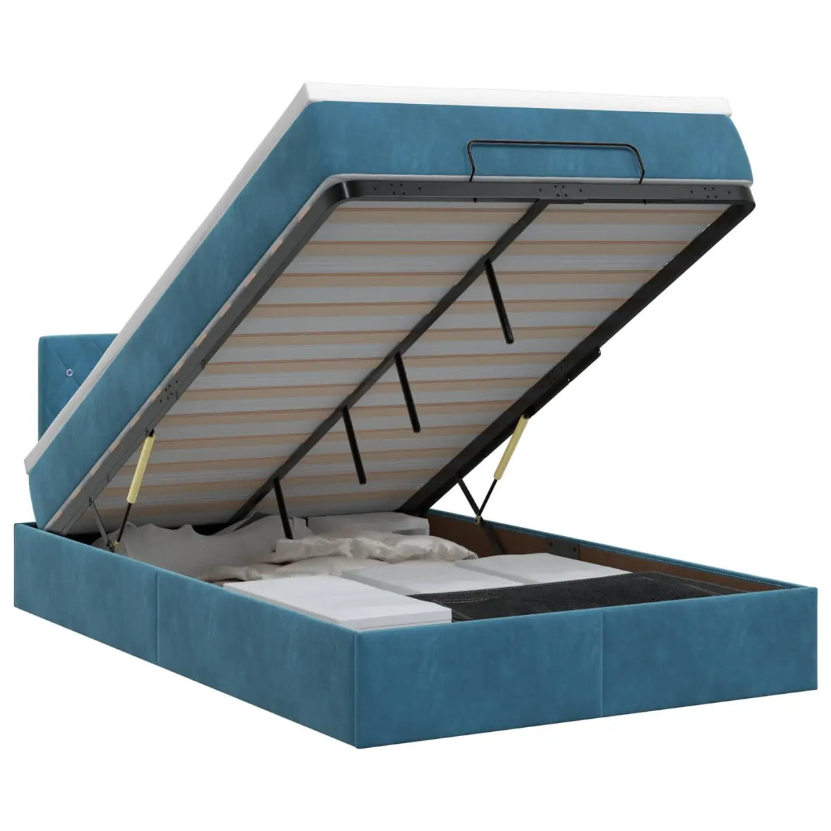 Lit ottoman avec matelas Bleu foncé 120 x 200 cm Velours - XIOS