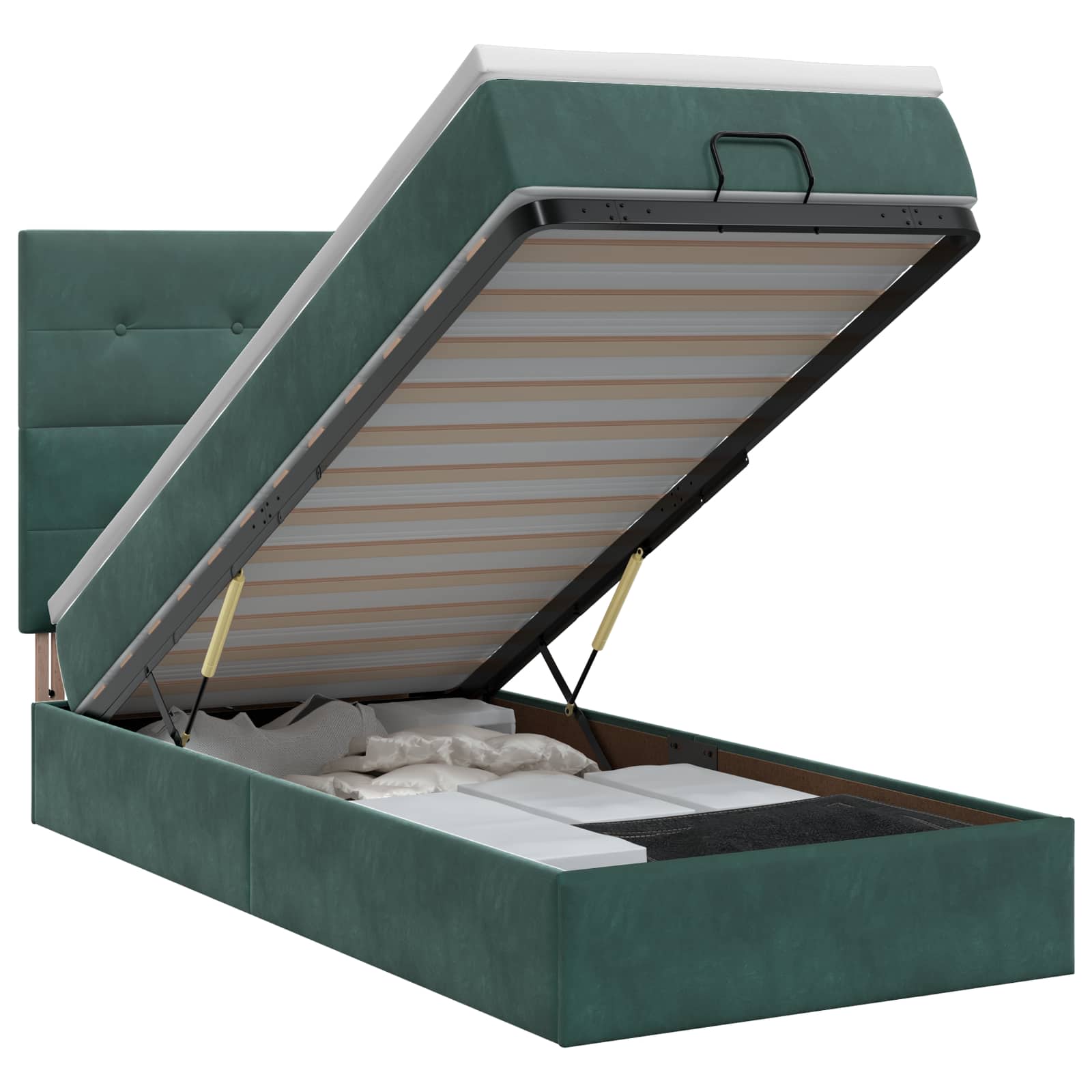Lit ottoman avec matelas Vert foncé 80 x 200 cm Velours