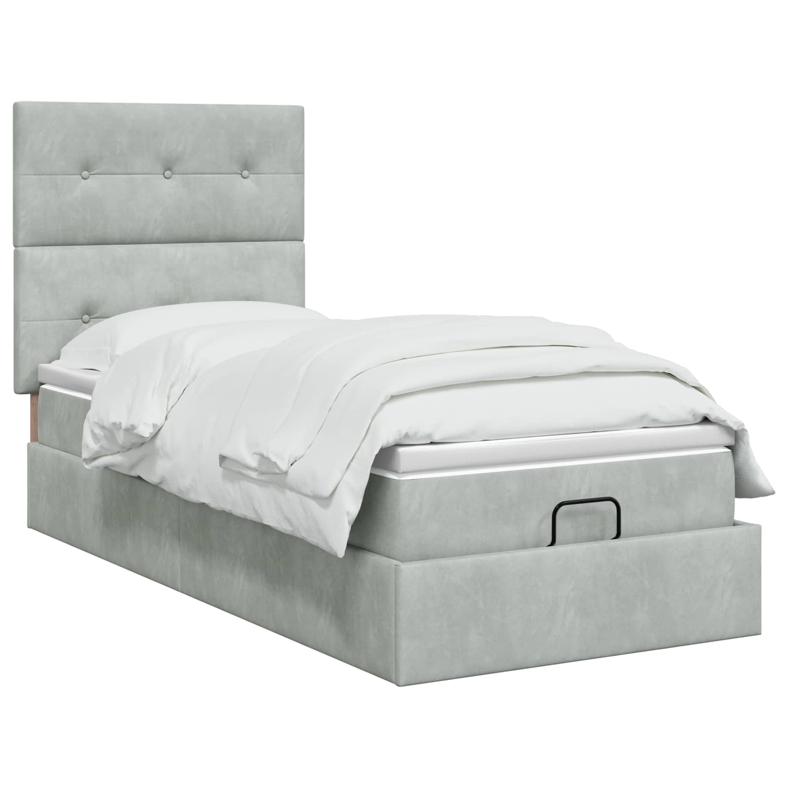 Lit ottoman avec matelas Gris clair 90 x 190 cm Velours - XIOS