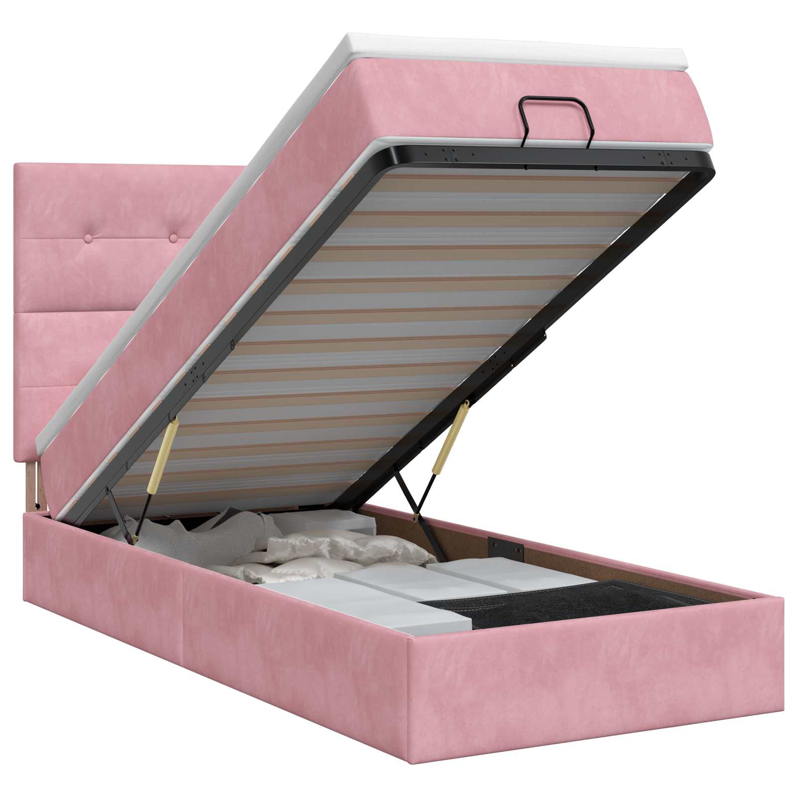 Lit ottoman avec matelas Rose 90 x 200 cm Velours - XIOS