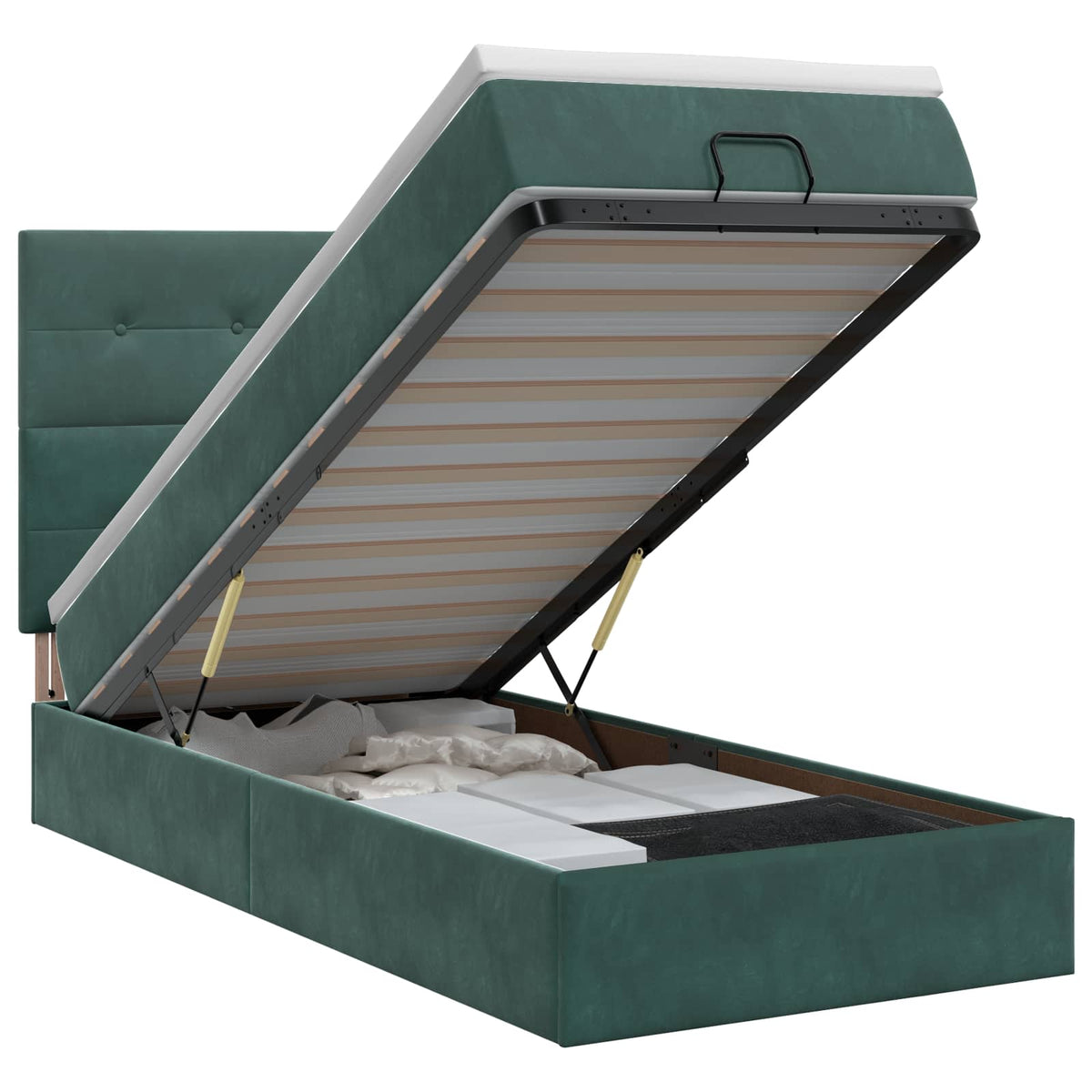 Lit ottoman avec matelas Vert foncé 100 x 200 cm Velours
