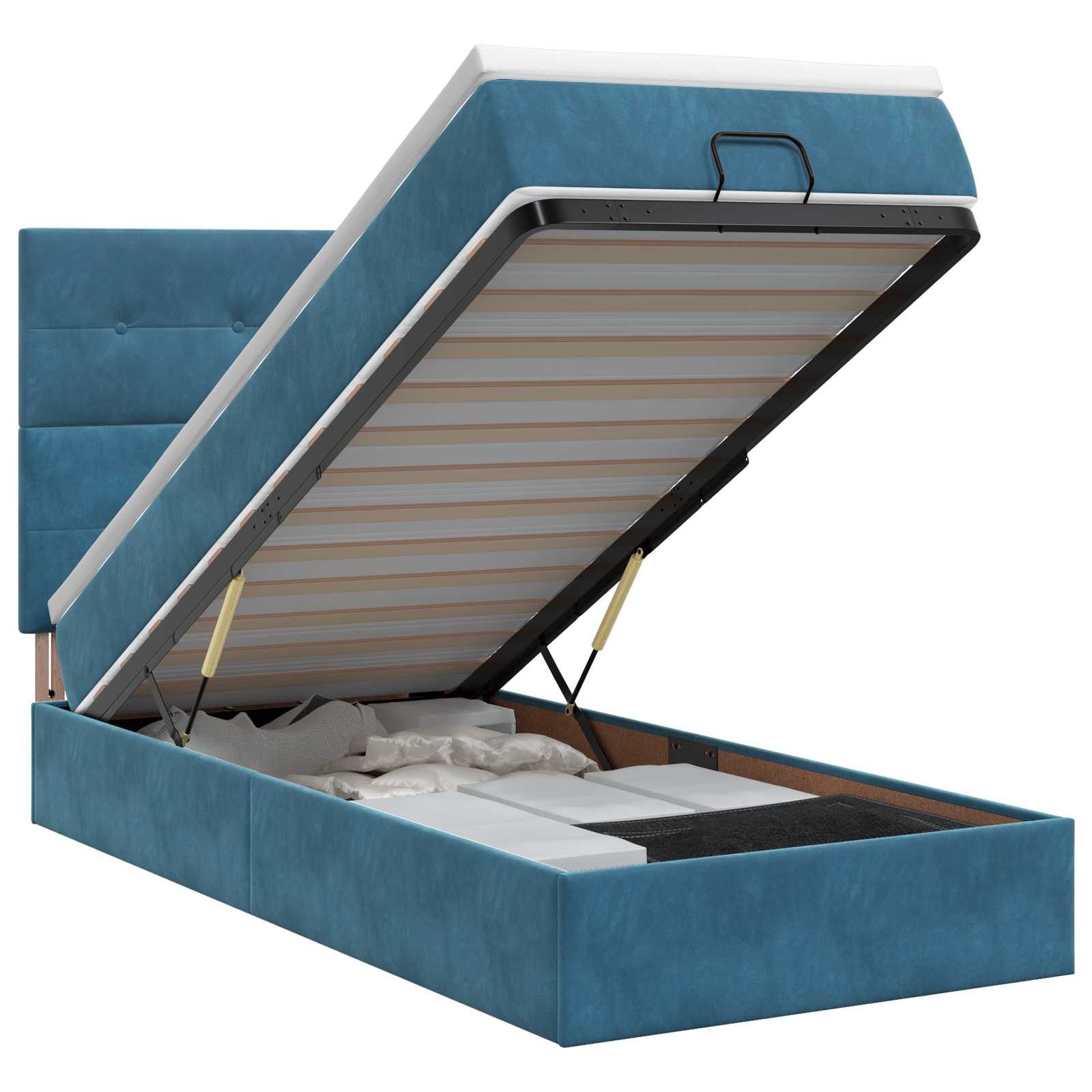 Lit ottoman avec matelas Bleu foncé 100 x 200 cm Velours - XIOS