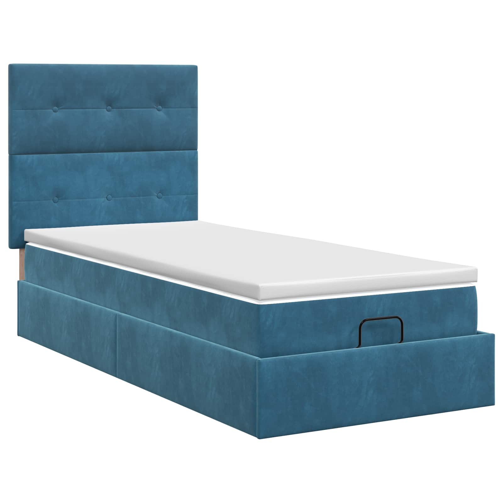 Lit ottoman avec matelas Bleu foncé 100 x 200 cm Velours - XIOS