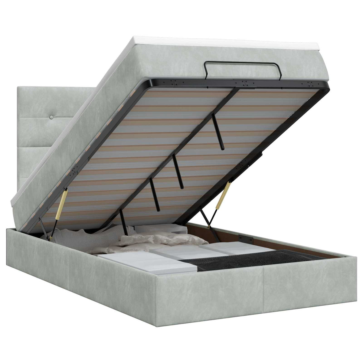 Lit ottoman avec matelas Gris clair 120 x 190 cm Velours