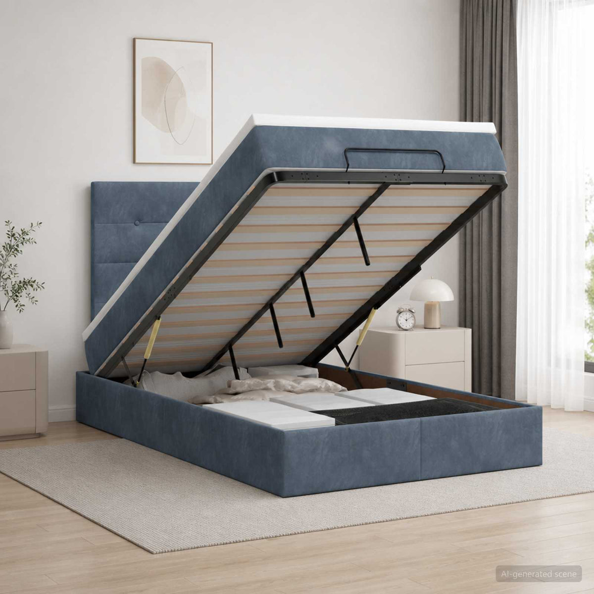 Lit ottoman avec matelas Gris foncé 120 x 190 cm Velours