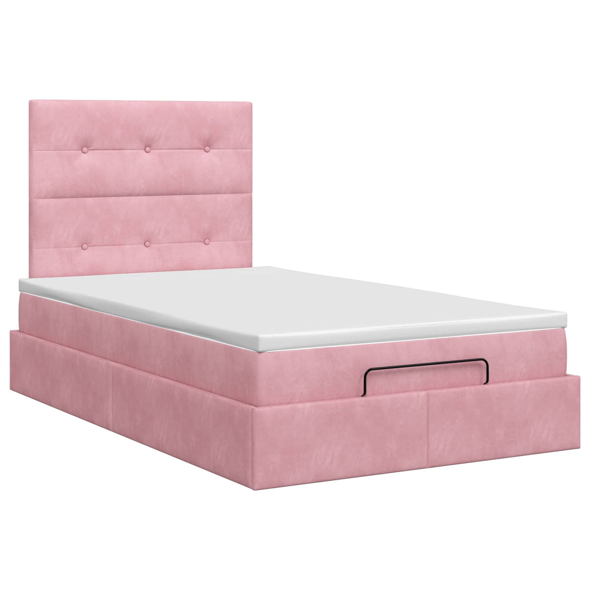 Lit ottoman avec matelas Rose 120 x 190 cm Velours