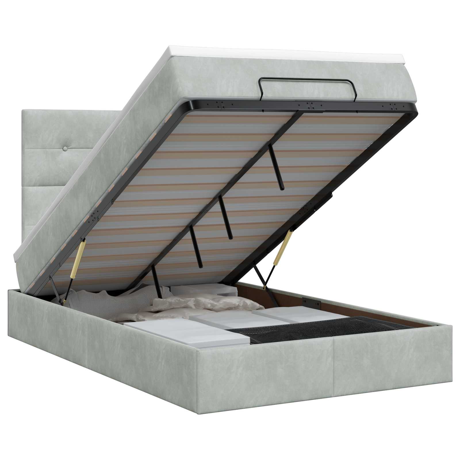 Lit ottoman avec matelas Gris clair 120 x 200 cm Velours - XIOS