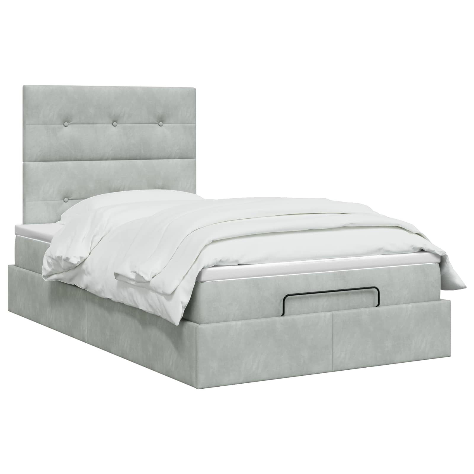 Lit ottoman avec matelas Gris clair 120 x 200 cm Velours - XIOS