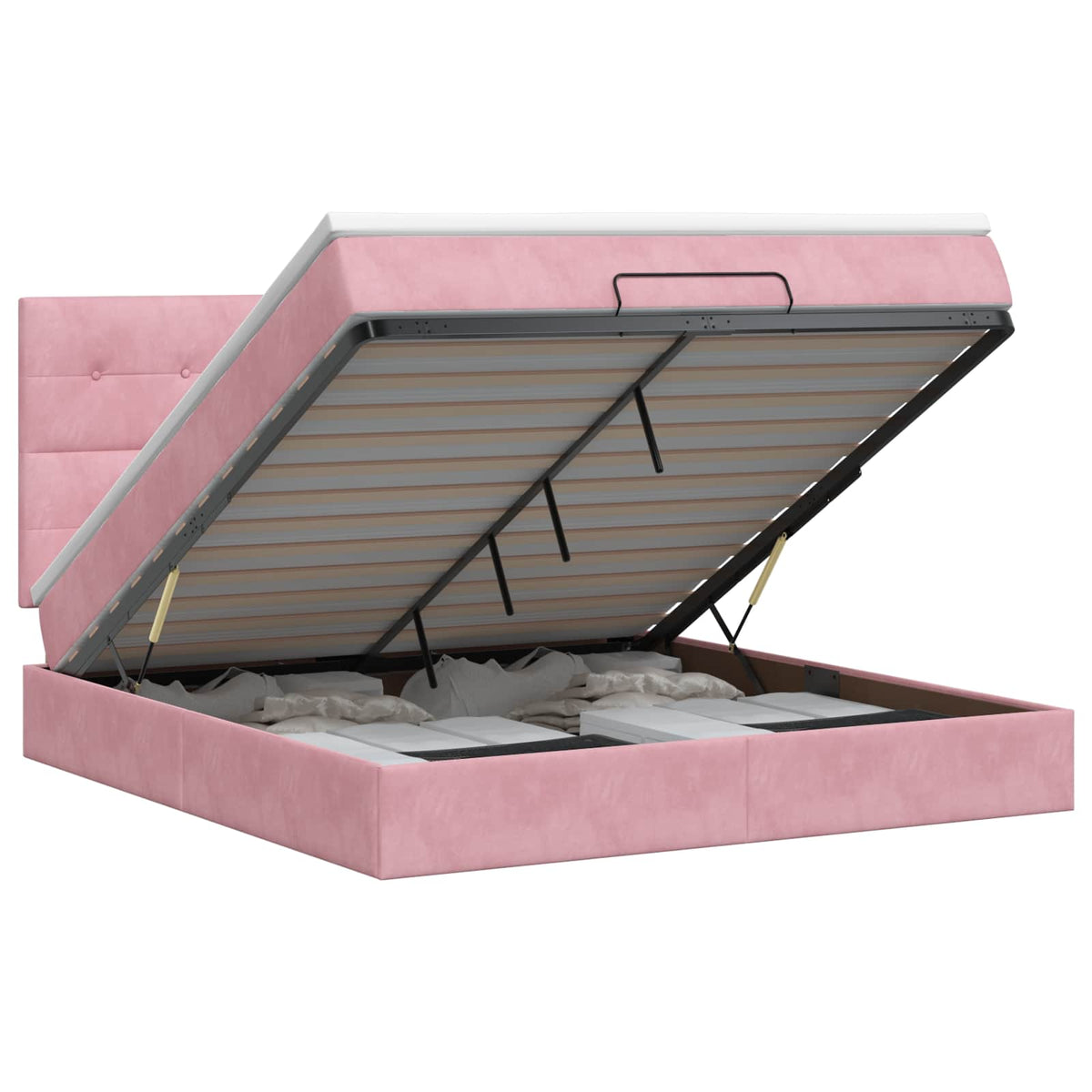 Lit ottoman avec matelas Rose 140 x 190 cm Velours