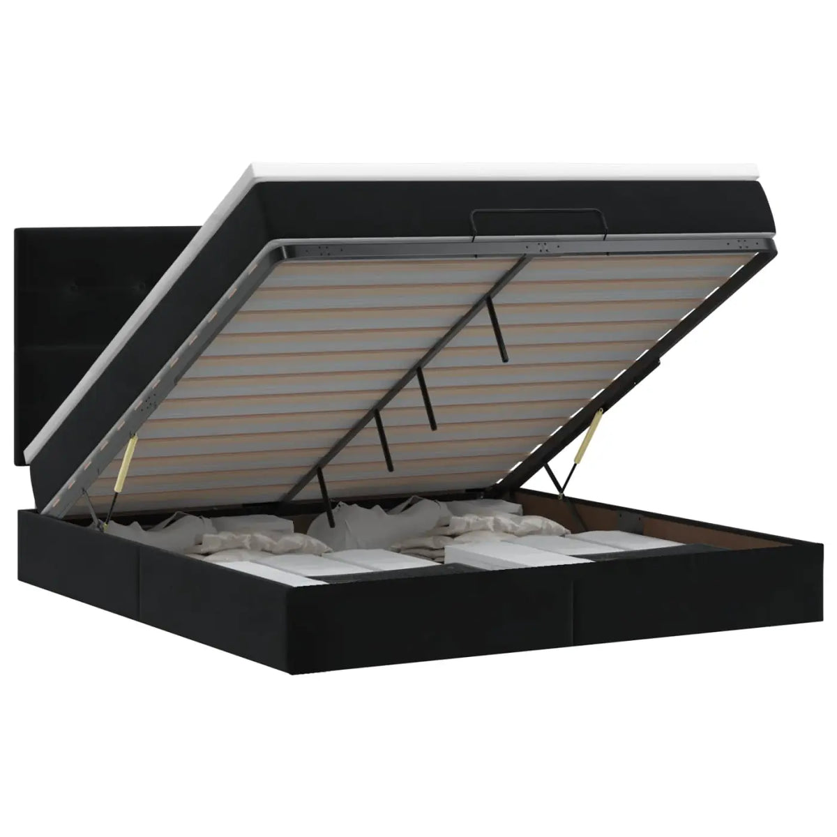 Lit ottoman avec matelas Noir 140 x 200 cm Velours - XIOS