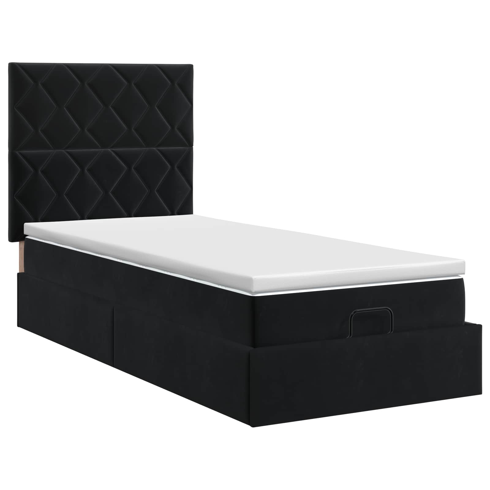 Lit ottoman avec matelas Noir 80 x 200 cm Velours
