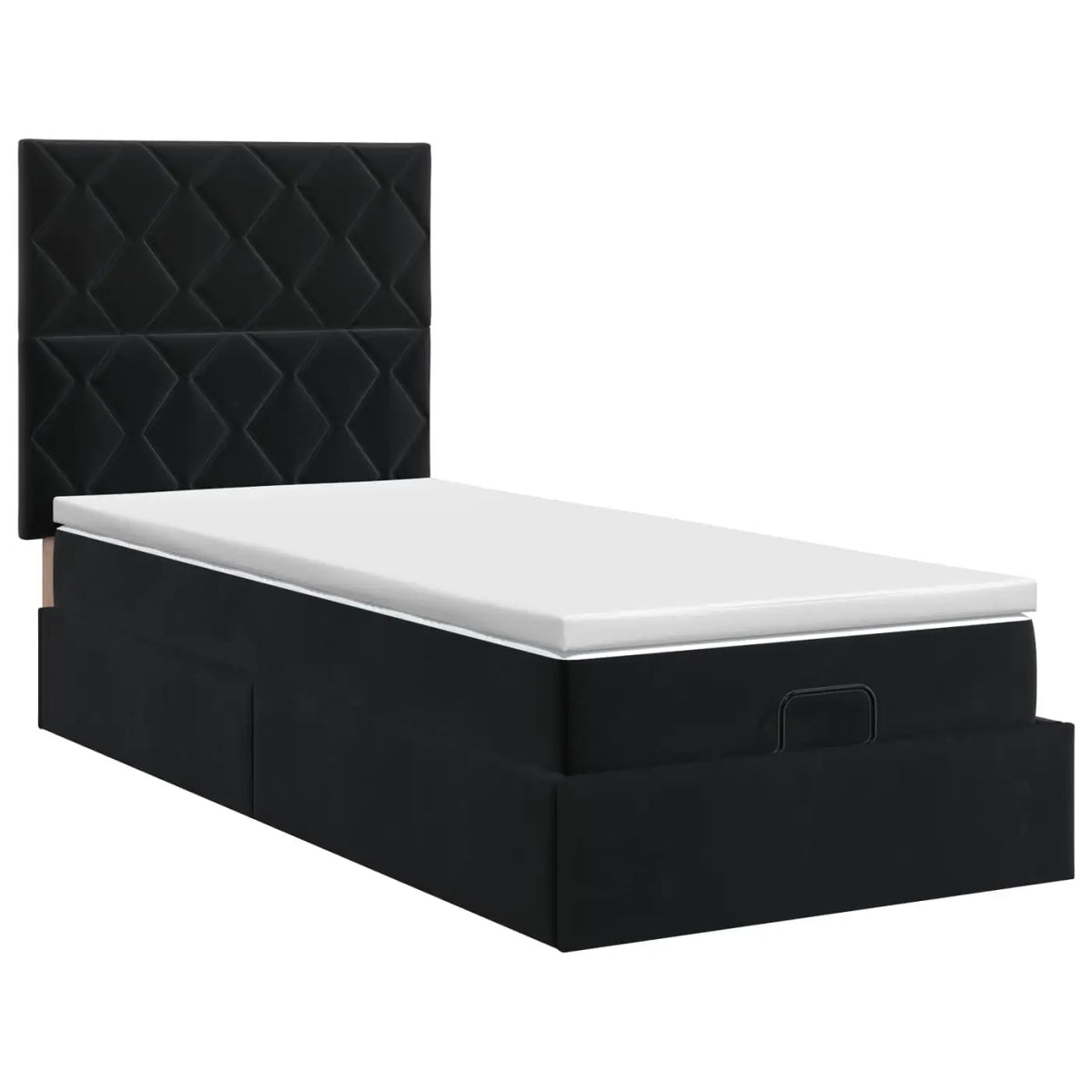 Lit ottoman avec matelas Noir 80 x 200 cm Velours - XIOS