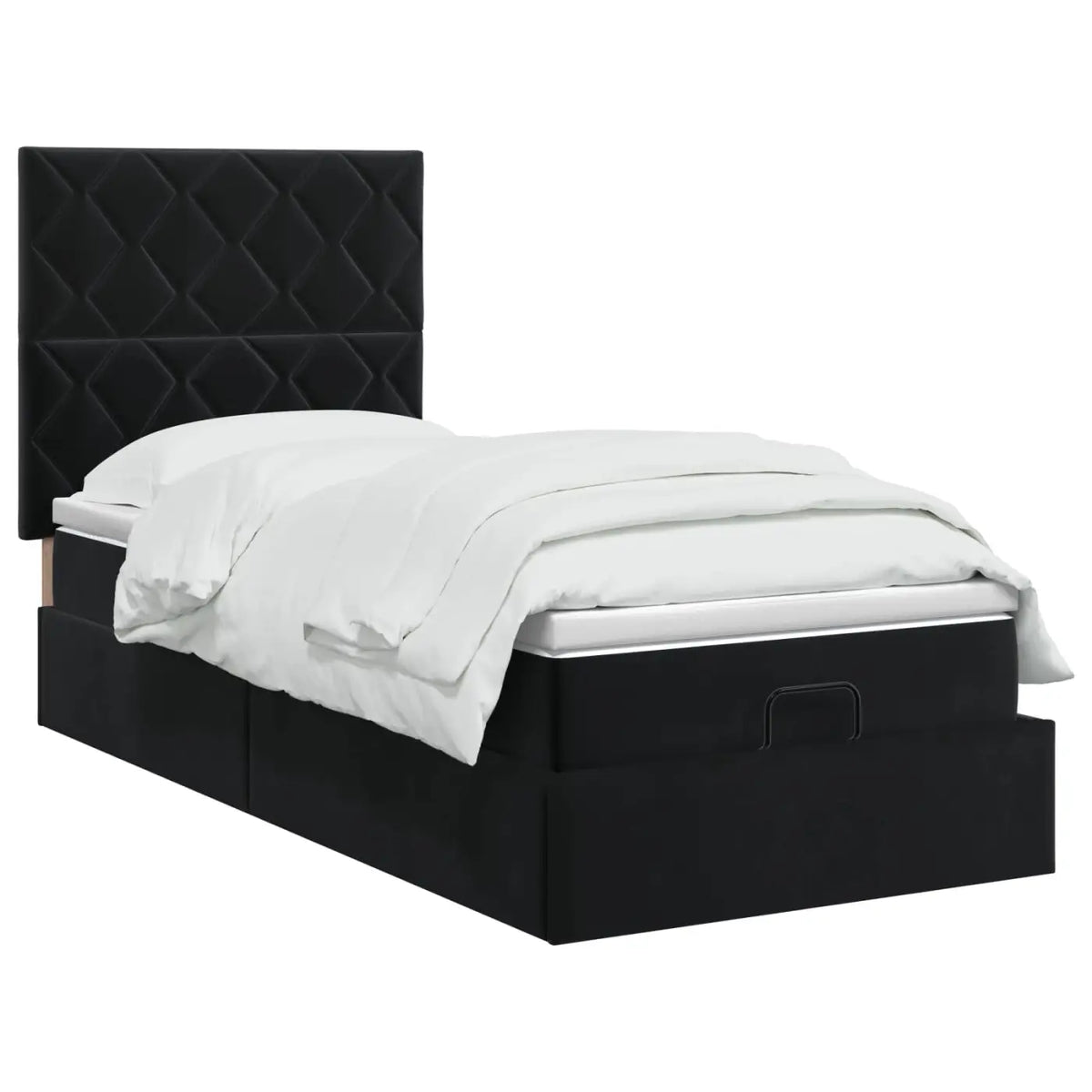 Lit ottoman avec matelas Noir 80 x 200 cm Velours - XIOS
