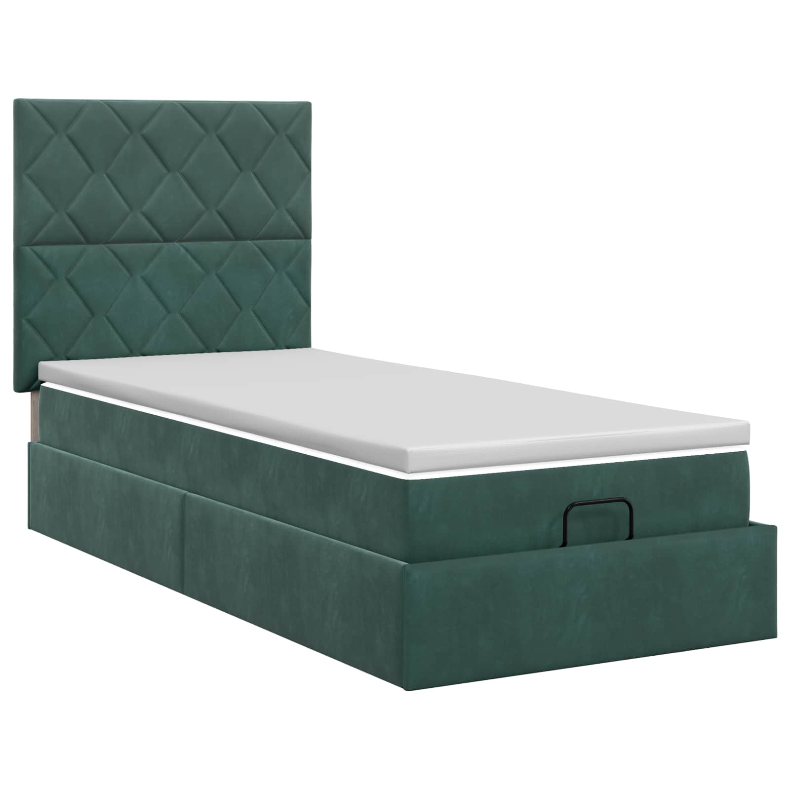 Lit ottoman avec matelas Vert foncé 90 x 200 cm Velours