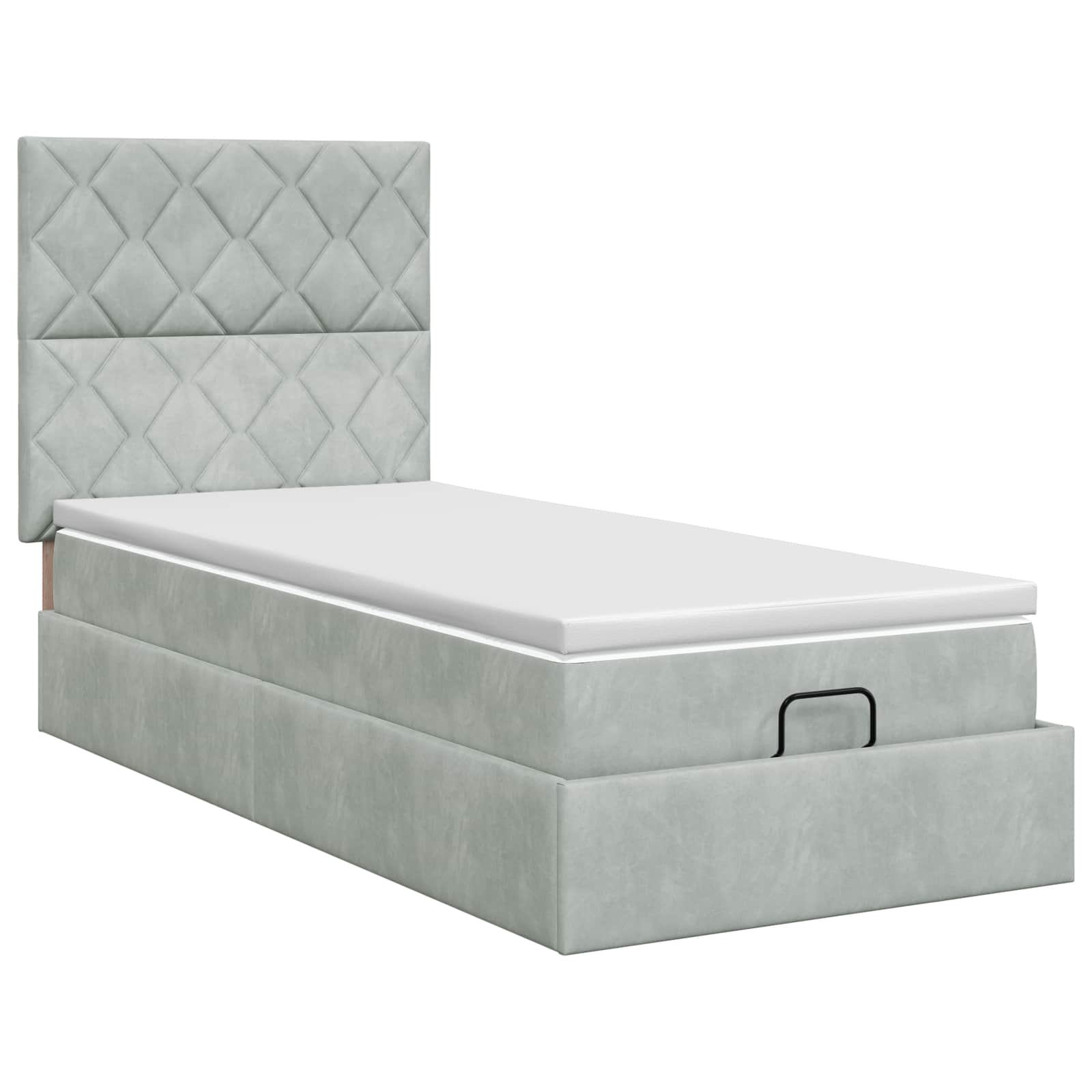 Lit ottoman avec matelas Gris clair 100 x 200 cm Velours