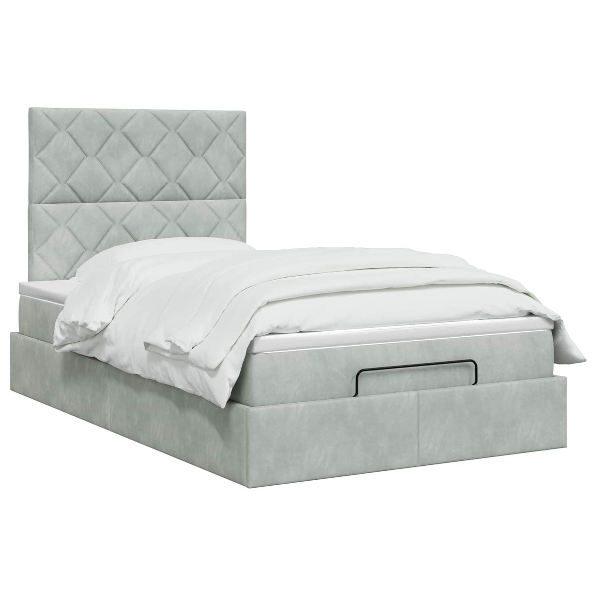 Lit ottoman avec matelas Gris clair 120 x 190 cm Velours