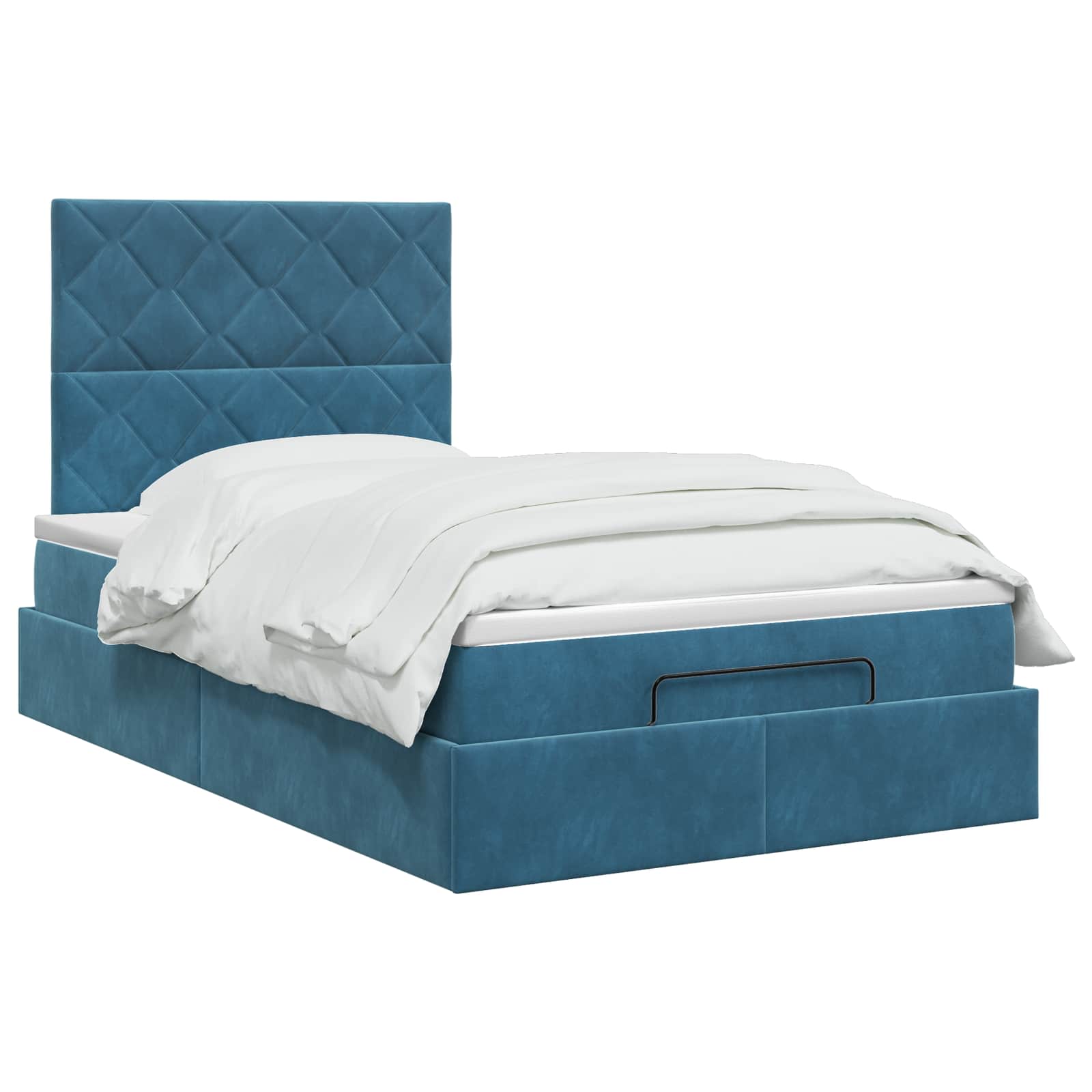 Lit ottoman avec matelas Bleu foncé 120 x 190 cm Velours