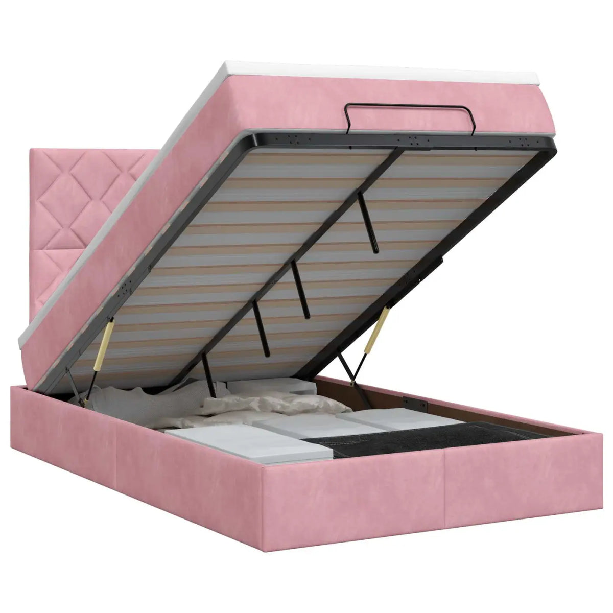 Lit ottoman avec matelas Rose 120 x 200 cm Velours - XIOS