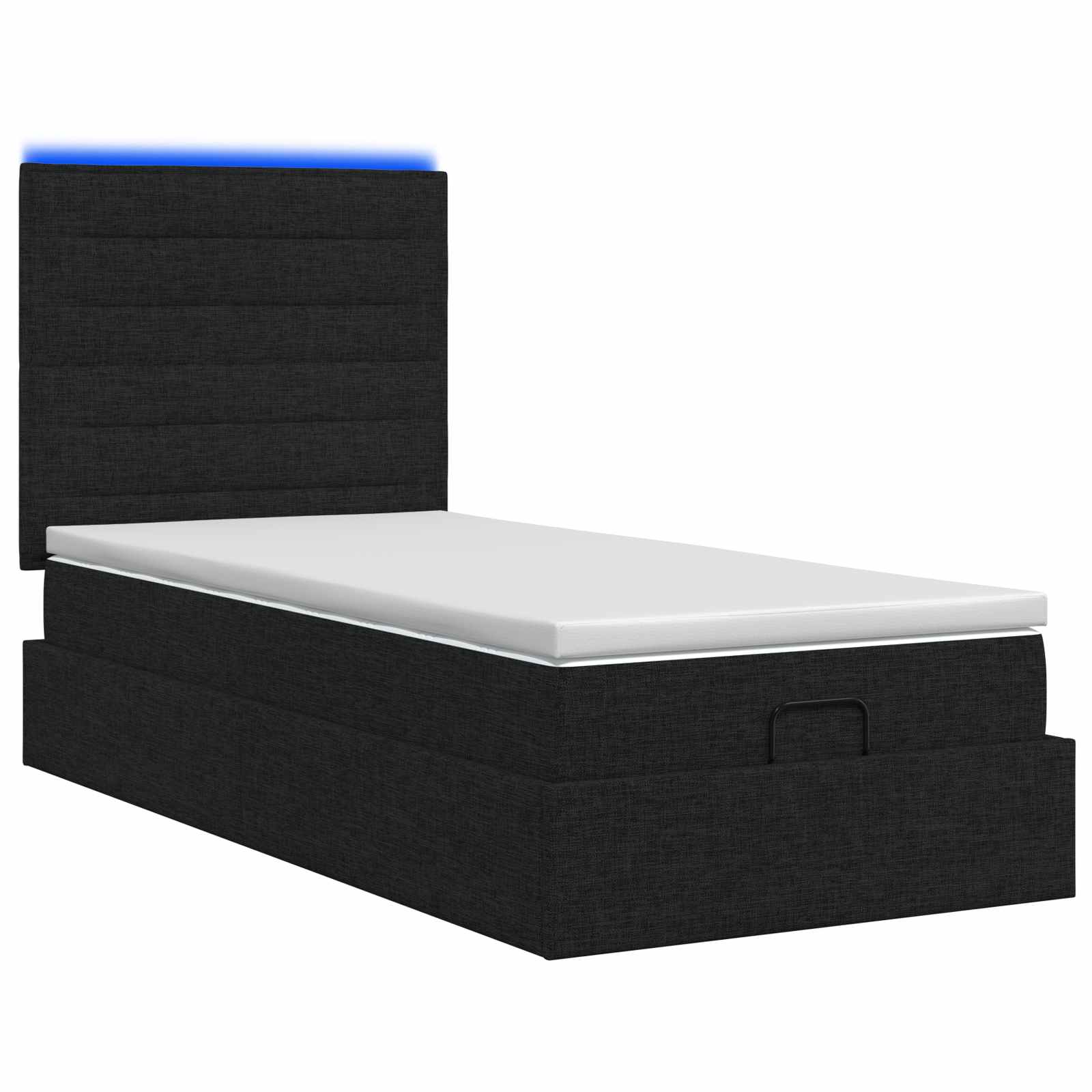 Lit coffre avec matelas et LED Noir 80 x 200 cm Tissu - XIOS