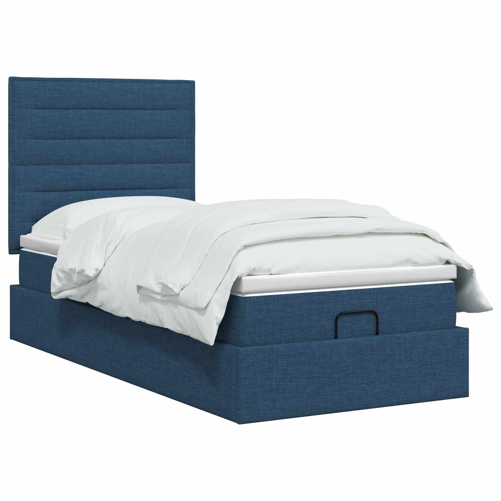 Lit coffre avec matelas et LED Bleu 90 x 190 cm Tissu - XIOS